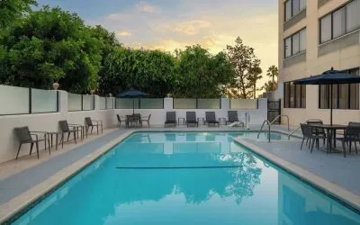 Refreshing outdoor pool at Courtyard By Marriott Cypress Anaheim.