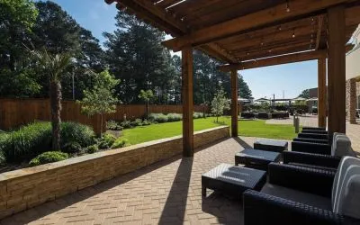 Patio perfect for coworking at Courtyard By Marriott Ruston.