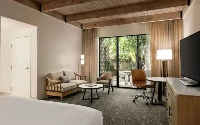 Day use room with sofa and work desk at DoubleTree By Hilton Scottsdale.