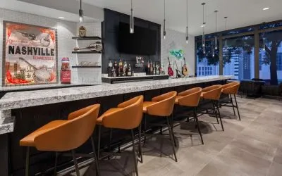 Hotel bar at Homewood Suites By Hilton Nashville.