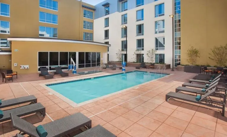 Refreshing outdoor pool at Hilton Garden Inn Burbank Downtown.
