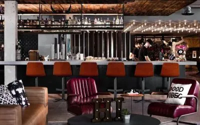 Hotel bar at Moxy Phoenix Tempe/ASU Area.