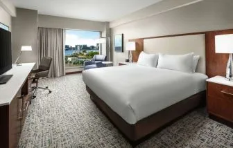 Day use room with work desk at Hilton Boston Logan Airport.