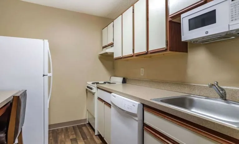Kitchen area at Extended Stay America.