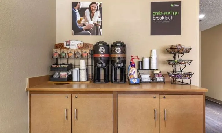 Coffee station at Extended Stay America.