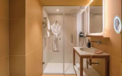 Guest bathroom at Canopy By Hilton Cannes.