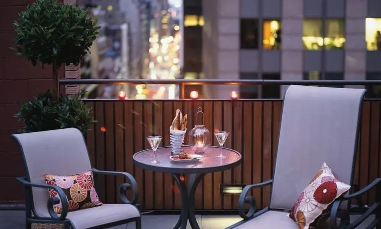 Rooftop lounge chairs at The Muse New York.