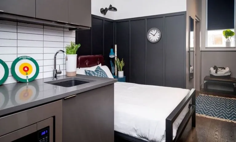 Day use room with in-room kitchen at The Chicago Hotel Collection River North.