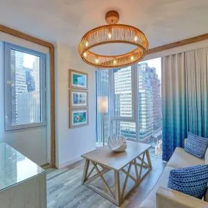Day use room with lounge area at Margaritaville Resort Times Square.