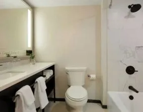 Guest bathroom with shower and tub at Renaissance Boca Raton Hotel.
