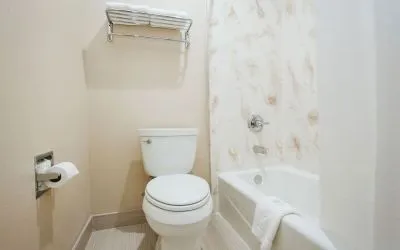 Guest bathroom at Palace Inn 290 & Jones Rd.