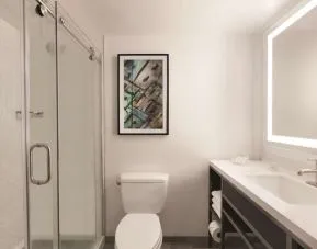 Private guest bathroom at Hilton Garden Inn Washington DC Downtown.