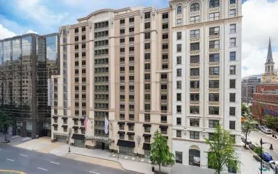 Hotel exterior at Hilton Garden Inn Washington DC Downtown.