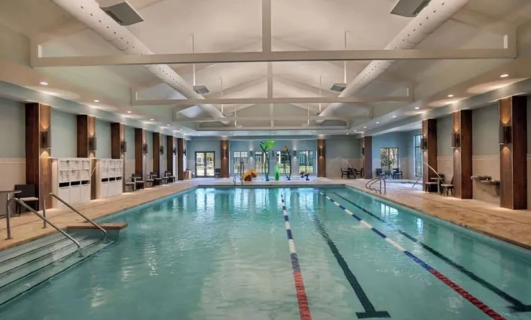 Indoor pool at Embassy Suites By Hilton Myrtle Beach Oceanfront Resort.