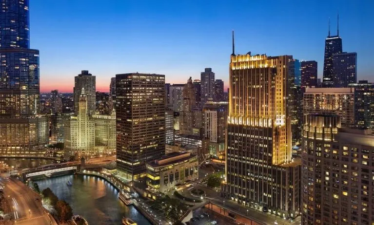City skyscrapers at Swissotel Chicago.