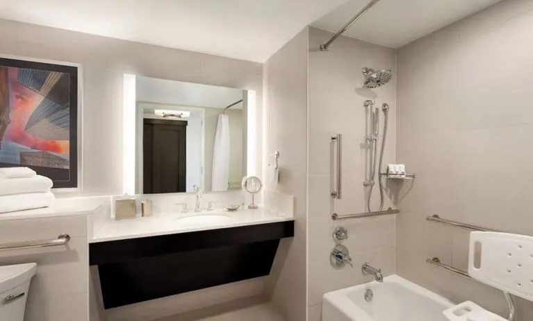 Guest bathroom at Swissotel Chicago.
