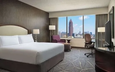 Day use room with work desk at Hilton Atlanta.
