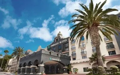 Hotel exterior at Embassy Suites By Hilton Los Angeles International Airport South.