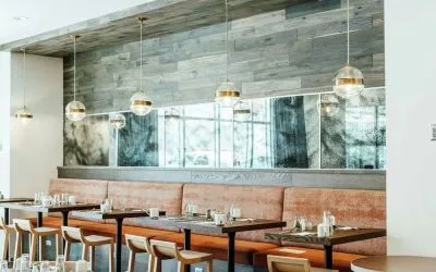 Dining area perfect for coworking at Hilton Garden Inn Denver Union Station.