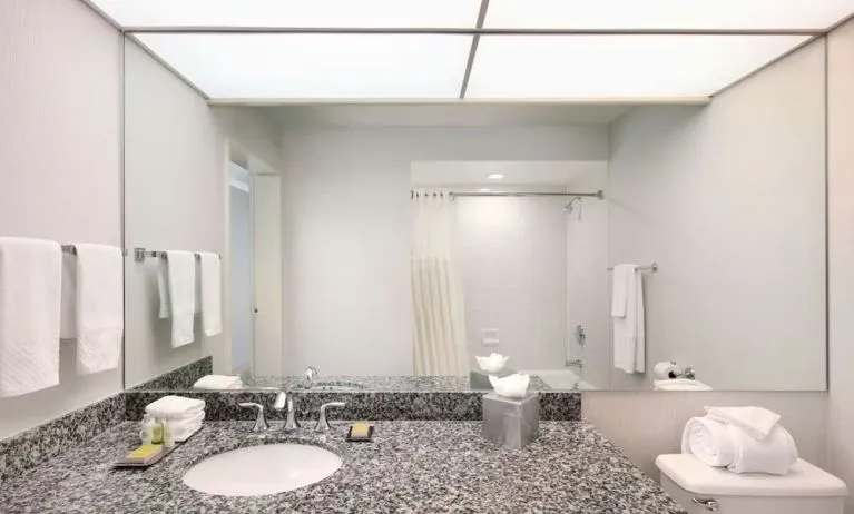Guest bathroom with shower at DoubleTree By Hilton Sonoma Wine Country.