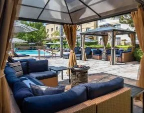 Pool cabanas at DoubleTree By Hilton Sonoma Wine Country.