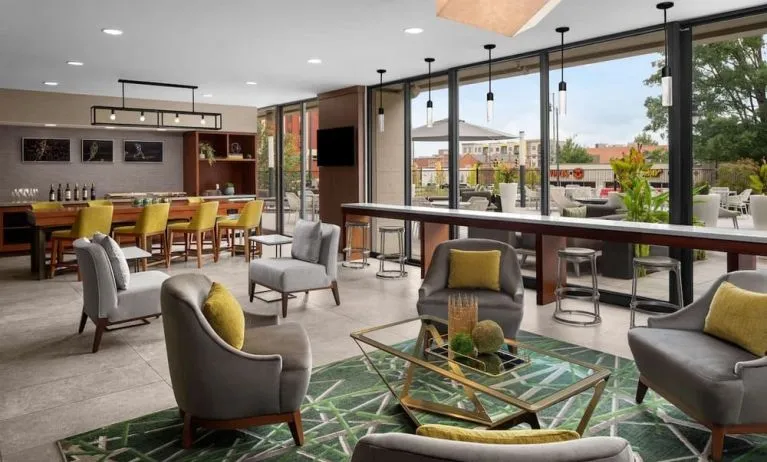 Elegant dining area perfect for co-working at Hilton Birmingham At UAB.