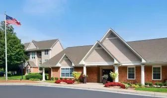 Exterior of Sonesta ES Suites Atlanta Alpharetta North Point Mall.