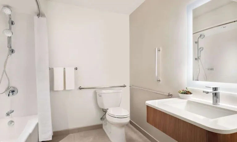 Guest bathroom at Hyatt Regency New Brunswick.