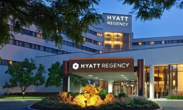 Hotel exterior at Hyatt Regency New Brunswick.