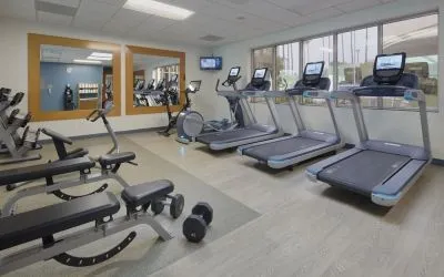 Fitness center at Embassy Suites By Hilton San Diego-La Jolla.