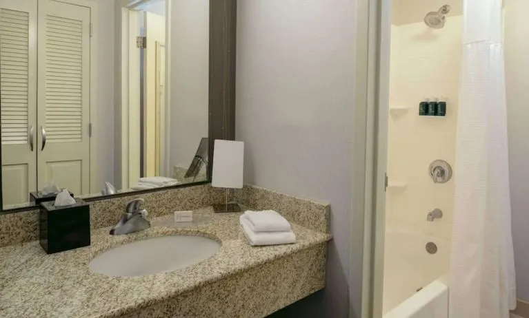 Private guest bathroom at Sonesta Select Kansas City South Overland Park.