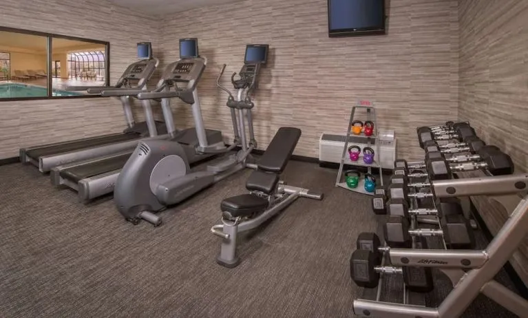 Well equipped fitness center at Sonesta Select Columbia.
