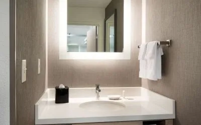 Private guest bathroom at Sonesta Select Seattle Renton.