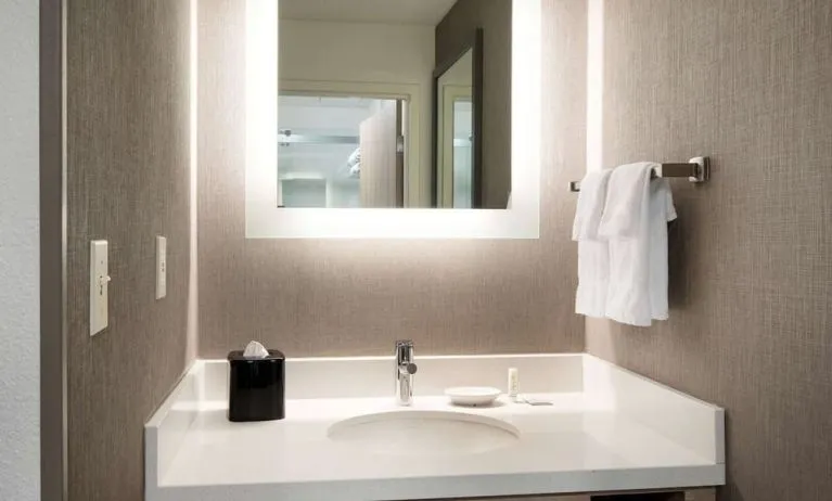 Private guest bathroom at Sonesta Select Seattle Renton.