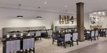Breakfast area perfect for coworking at DoubleTree By Hilton Canton Downtown.