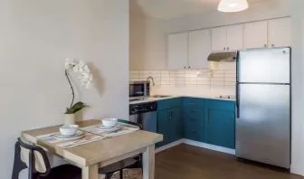 Day use room's kitchen and workspace at Sonesta ES Suites Austin The Domain Area.