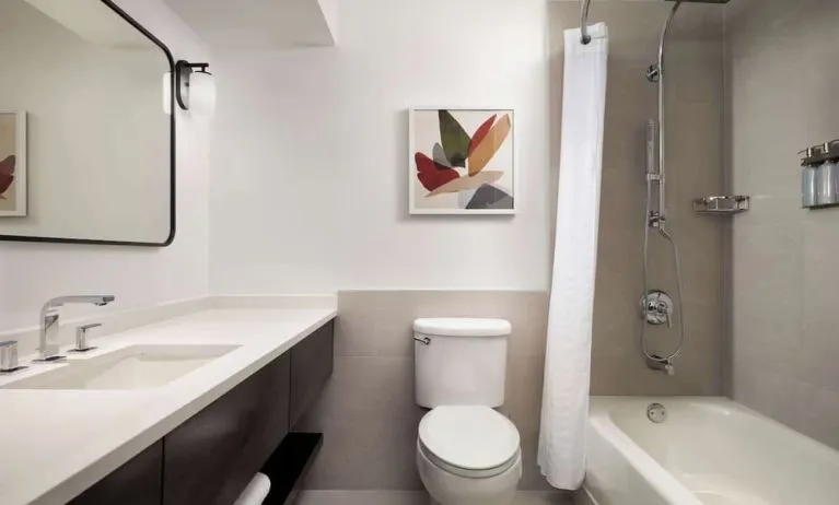 Private guest bathroom at Sonesta White Plains Downtown.