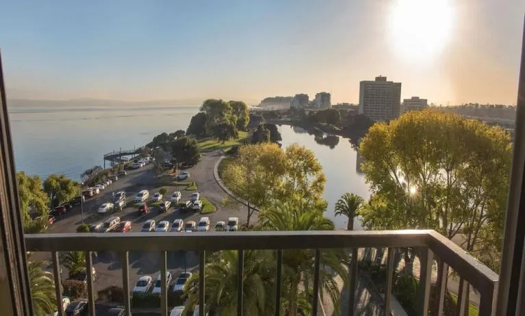 Balcony view at Embassy Suites By Hilton San Francisco Airport Waterfront.