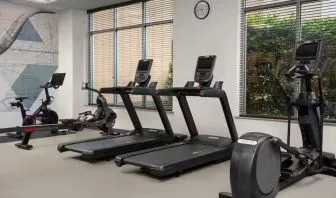 Fitness center with natural light at Hilton Garden Inn Fort Worth Medical Center.