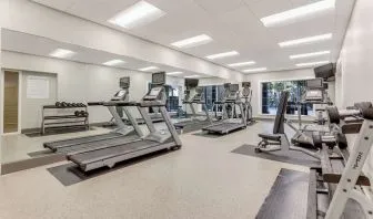 Fully equipped fitness center at Sonesta Anaheim Resort Area. 