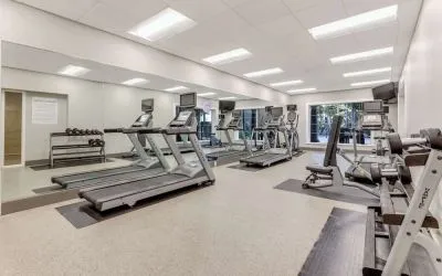 Fully equipped fitness center at Sonesta Anaheim Resort Area. 