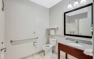 Guest bathroom at Quality Inn & Suites Liberty Lake - Spokane Valley.
