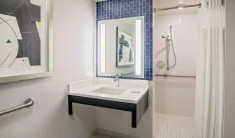 Private guest bathroom with shower at Royal Sonesta Boston.