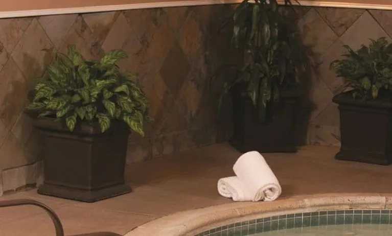 Relaxing indoor spa tub at DoubleTree By Hilton Tulsa-Downtown.

