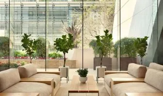 Lobby and coworking lounge at Hilton San Francisco Financial District.