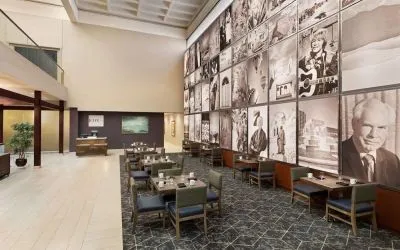 Breakfast area perfect for coworking at DoubleTree By Hilton Albuquerque.