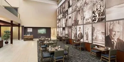 Breakfast area perfect for coworking at DoubleTree By Hilton Albuquerque.