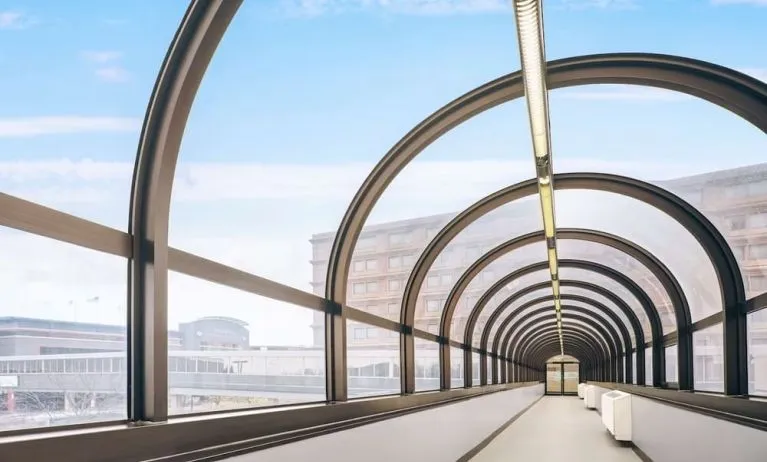 Overpass bridge at Hilton Rosemont/Chicago O'Hare.