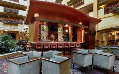 Hotel bar at Embassy Suites By Hilton Hampton Convention Center.