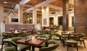 Dining area perfect for coworking at Hilton Garden Inn Memphis Downtown.